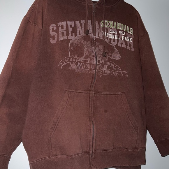 Shenandoah Brown Full Zip Hoodie National Park Bear Sweatshirt CH Apparel Sz XL - Picture 4 of 7